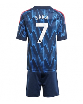Billige Fotballdrakt Arsenal Bukayo Saka #7 Replika Bortedraktsett Barn 2025-26 Kortermet (med bukser)